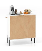 2-Door Buffet Cabinet Sideboard with Shelf and Metal Legs For Dining Room