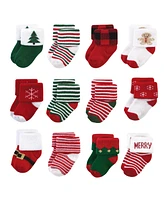 Hudson Baby Cotton Rich Terry Socks 24-Pack, 12 Days Of Christmas, 12-24 Months