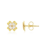 The Lovery White Enamel Four Leaf Clover Stud Earrings 14K Gold