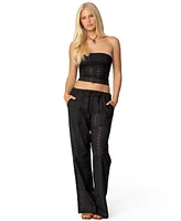 Edikted Womens Lemon Lacey Cotton Pants