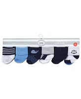 Luvable Friends Cotton Rich Baby Terry Socks 24-Pack, Whale, 0-6 Months