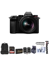 Panasonic Lumix Dc-S5 Mirrorless Camera with Lumix S 20-60mm L-Mount Lens Bundle with 64GB Sd Card, Backpack, Shoulder Strap, Mini Tripod, Extra Batte