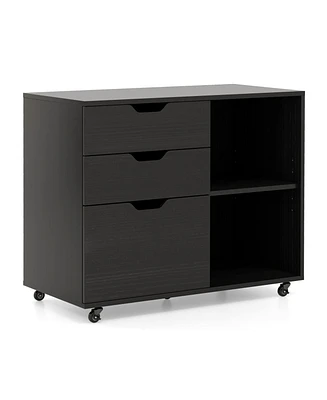 3-Drawer File Cabinet with Adjustable Shelf and Wheels for Letter