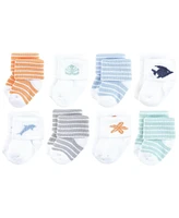 Hudson Baby Cotton Rich Terry Socks 16-Pack, Starfish, 0-6 Months