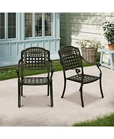 Patio Chairs set of 2 Cast Aluminum Furniture Outdoor Metal Garden Chair for Indoor Bistro Balcony