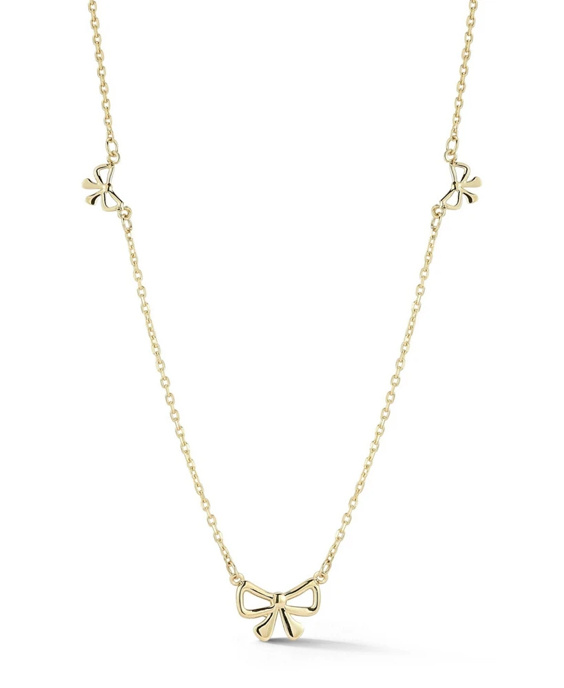 Rachel Zoe Fine Jewelry 14K Gold Dainty Bow Station Necklace