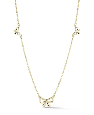 Rachel Zoe Fine Jewelry 14K Gold Dainty Bow Station Necklace