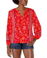 Liverpool Los Angeles Women's Long Sleeve Button Front Woven Blouse