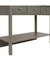 30-Inch H Hall Console Table with Drawers and Silver Knobs - Thunder Gray