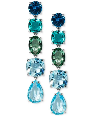 Eliot Danori Silver-Tone Mixed Stone Linear Drop Earrings, Exclusively at Macy's