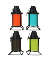 Outdoor Metal Patio Deck Poolside Lawn Tabletop Torch Set - Green, Blue, Orange