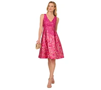 Adrianna Papell Women's Floral Jacquard Fit & Flare Dress