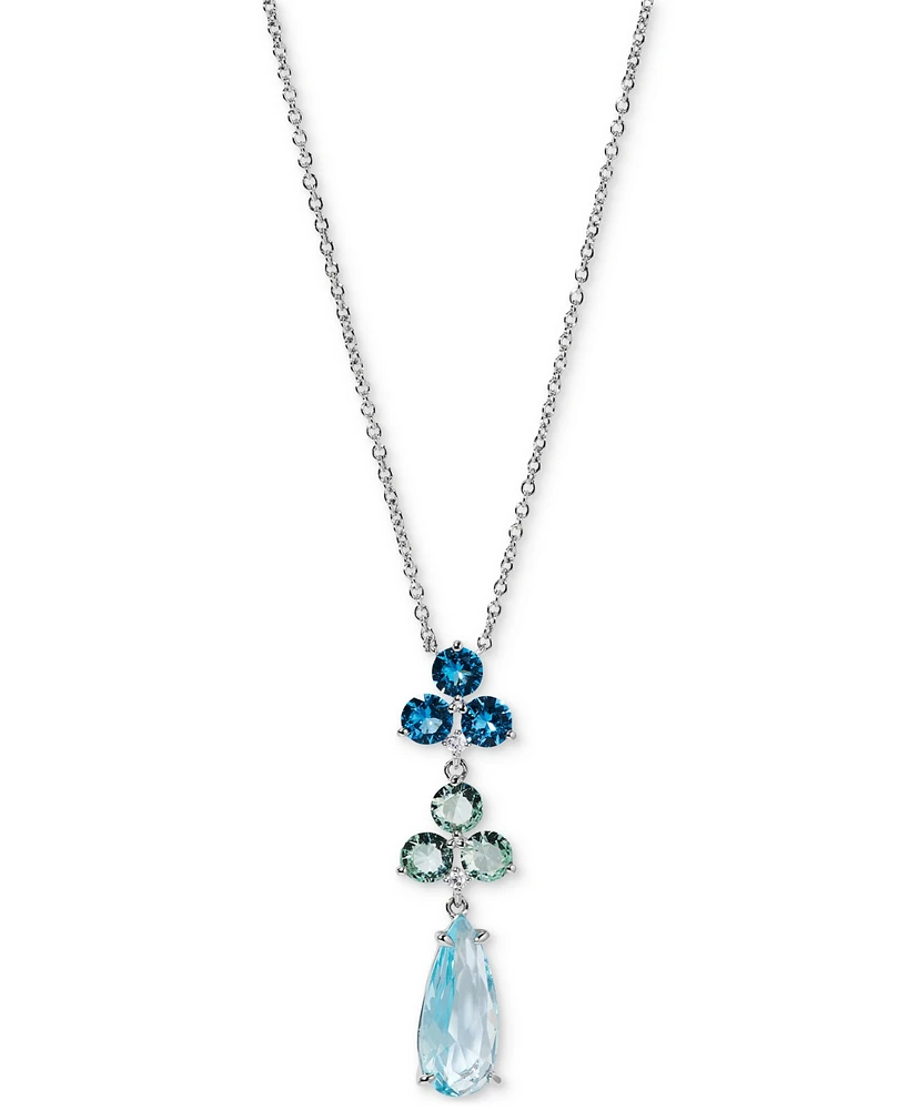 Eliot Danori Silver-Tone Mixed Stone Lariat Necklace, 16" + 2" extender, Exclusively at Macy's