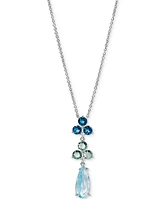 Eliot Danori Silver-Tone Mixed Stone Lariat Necklace, 16" + 2" extender, Exclusively at Macy's