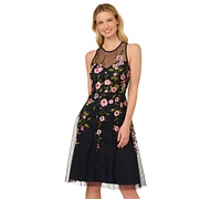 Adrianna Papell Women's Embroidered Beaded Fit & Flare Dress