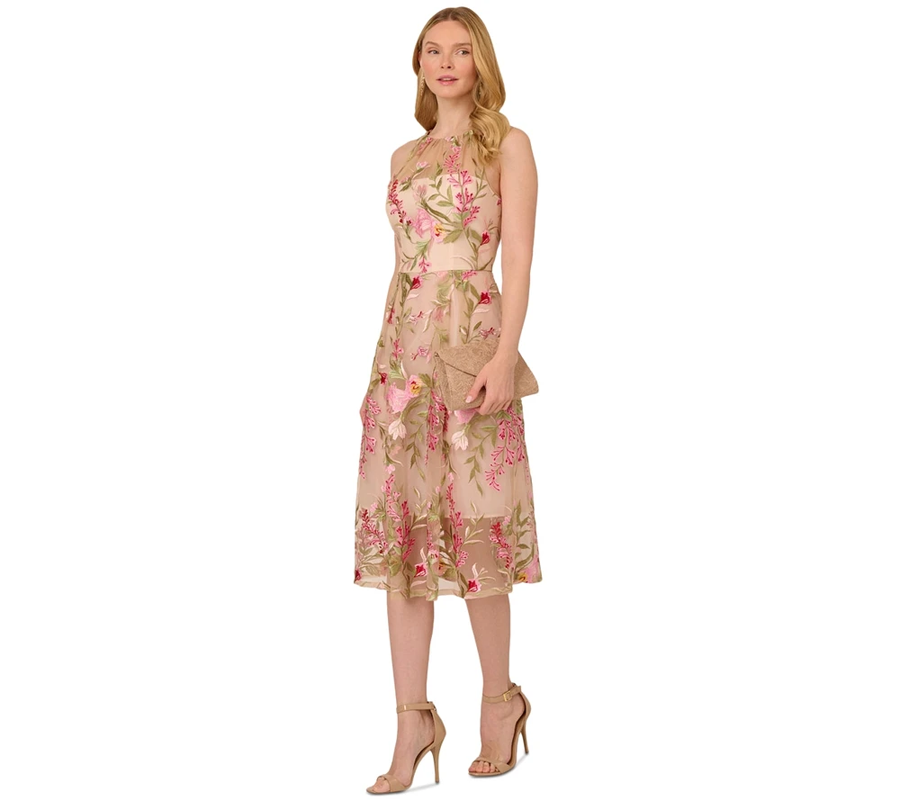 Adrianna Papell Women's Embroidered Fit & Flare Dress