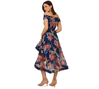 Adrianna Papell Women's Floral Organza High-Low Gown