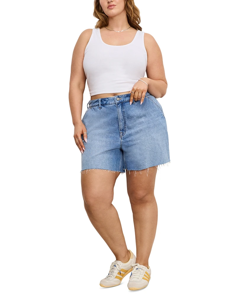 Good American Women's High-Rise 90s Raw-Edge Shorts