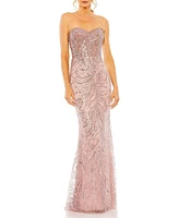 Women's Strapless Embellished Gown