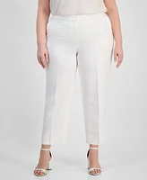 Kasper Plus Linen-Blend Pants