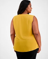 Kasper Plus Sleeveless V-Neck Blouse