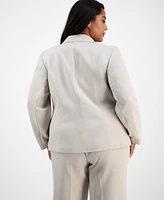 Kasper Plus One-Button Zip-Pocket Blazer