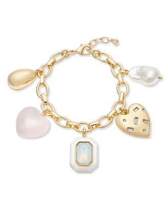On 34th Gold-Tone Mixed Stone Charm Necklace, 20" + 2" extender, Exclusively at Macy's