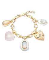 On 34th Gold-Tone Mixed Stone Charm Necklace, 20" + 2" extender, Exclusively at Macy's