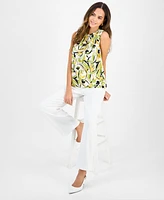 Kasper Women's Printed Sleeveless Keyhole Top