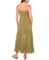 1.state Women's Printed Square Neck Sleeveless Maxi Dress