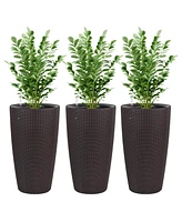 Modern Indoor/Outdoor Planter with Auto-Watering (22.5 inch, Brown, 2-Pack)