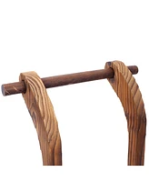 Wooden Wagon Planter with Wheels, Drain Hole & Handle