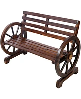 2-Person Wagon Wheel Bench for Outdoor & Patio