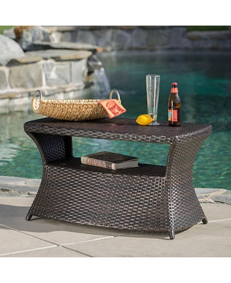 All-in-One Outdoor Side Table: Stylish Serving and Coffee Table with Umbrella Hole