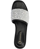 Journee Collection Women's Precly Faux Pearl Single Band Flat Sandals