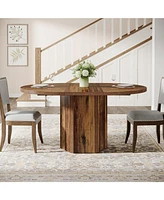 Tribesigns 55.12 Inches Oval Dining Table for 4-6 People, Wood Kitchen Table, Rustic Dinner Room Table, Home Furniture Kitchen Table for Kitchen, Brow