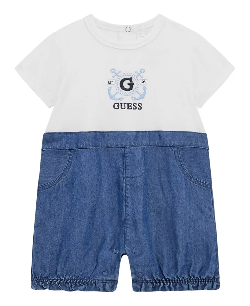 Guess Baby Boys Mixed Media Chambray Shortall