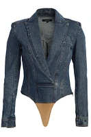 Jluxlabel Women's Medium Wash Dominica Structured Denim Bodysuit