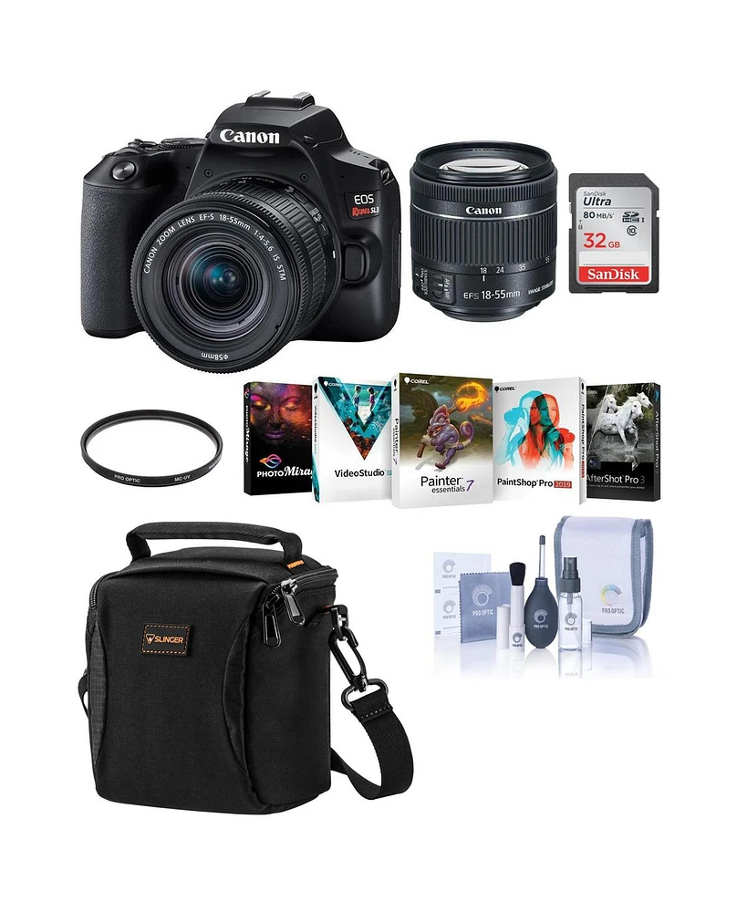 Canon Canon Eos Rebel SL3 Dslr Camera with 18-55mm (Black), Accessary Bundle kit, Lowepro Camera Bag + 16GB Sd Card + Corel Pc Software Suite + 58mm M