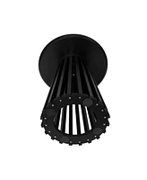 Round Coffee Table Set of 2 Grille Molding Cocktail Table Circle Coofee Table with Metal Base for Living Room