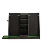 55" Wooden Golf Bag Organizer with Storage Drawers and Club Holders