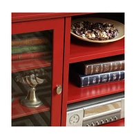 Storage Buffet Cabinet/Sideboard/Tv Console with Glass Doors,Red