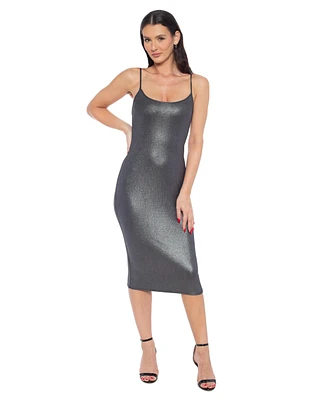 bebe Women's Foil Rib Midi Dress