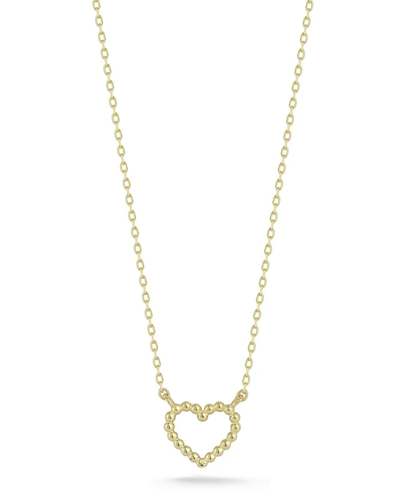 Rachel Zoe Fine Jewelry 14K Gold Dainty Beaded Heart Pendant Necklace