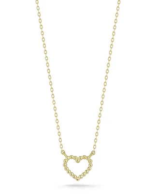 Rachel Zoe Fine Jewelry 14K Gold Dainty Beaded Heart Pendant Necklace