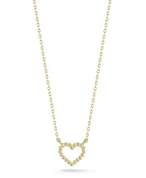 Rachel Zoe Fine Jewelry 14K Gold Dainty Beaded Heart Pendant Necklace