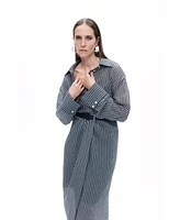 Nocturne Women's Striped Sheer Shirt Dress