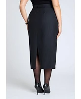 Eloquii Plus Pinstripe Column Midi Skirt