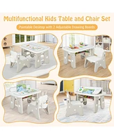 Kids Table and Chair Set with Flip-Top Bookshelf