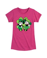 Disney Big Girls Minnie Mickey St Patrick's Day Graphic Short Sleeve T-Shirt